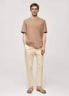 Mango Man 100% Cotton Slim-fit T-shirt Tobacco Brown