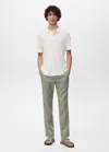 Mango Man Polo Lin Slim-fit Blanc - Homme - Xxl -  In White