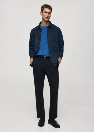 Mango Man Medium Weight Regular Fit T-shirt Blue