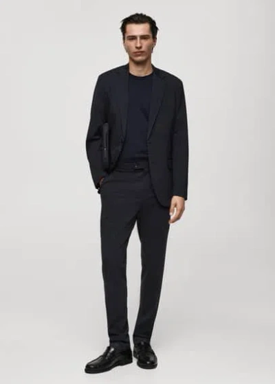 Mango Man Medium Weight Regular Fit T-shirt Dark Navy In Dark Navy