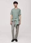 Mango Man Slim Fit Mercerized Cotton T-shirt Green