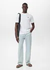 Mango Man T-shirt 100 % Coton Détail Brodé Blanc - Homme - Xxl -