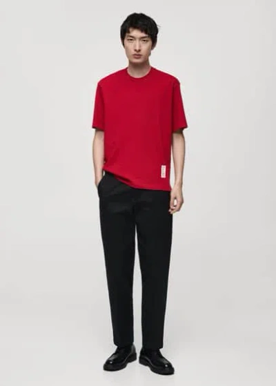 Mango Man T-shirt 100 % Coton Imprimé Texte Rouge - Homme - Xs -  In Red