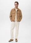 Mango Man 100% Leather Jacket With Pockets Medium Brown In Brown