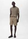 Mango Man 100% Linen Bermuda Shorts Brown