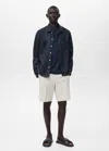 Mango Man 100% Linen Bermuda Shorts Off White