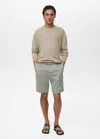 Mango Man Bermuda 100 % Lin Pinces Vert D´eau - Homme - 46 -  In Aqua Green