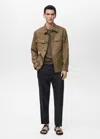 Mango Man Surchemise 100 % Lin Poches Kaki - Homme - Xl -  In Khaki