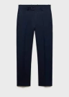 Mango Man Amalfi 100% Linen Slim-fit Suit Pants In Dark Navy