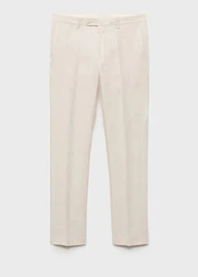 Mango Man Pantalon Costume Amalfi 100 % Lin Slim-fit Écru - Homme - 48 -  In Ecru