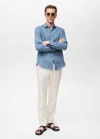 Mango Man Chemise 100 % Lin Bleu Porcelaine - Homme - Xxl -  In China Blue