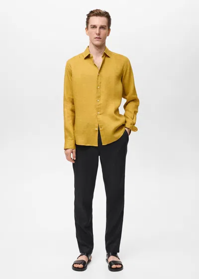 Mango Man Chemise 100 % Lin Curry - Homme - Xxl -