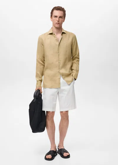 Mango Man Chemise Slim-fit 100 % Lin Beige - Homme - Xl -  In Sand
