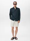 Mango Man Chemise Slim-fit 100 % Lin Bleu Marine Foncé - Homme - Xxl -
