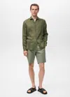 Mango Man Chemise Slim-fit 100 % Lin Kaki - Homme - Xxl -  In Brown