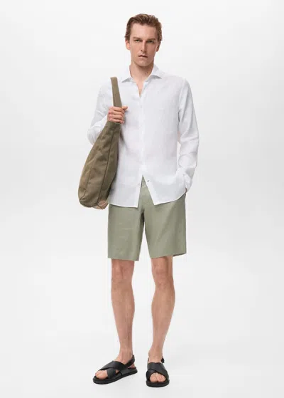 Mango Man Chemise Slim-fit 100 % Lin Blanc - Homme - Xxl -  In White