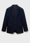 Mango Man Amalfi 100% Linen Slim-fit Suit Blazer In Dark Navy