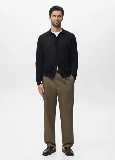 MANGO MAN CARDIGAN 100 % LAINE MÉRINOS NOIR - HOMME - XXL - MANGO MAN