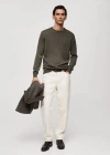 Mango Man Pull-over 100 % Laine Mérinos Vert Foncé - Homme - Xl -