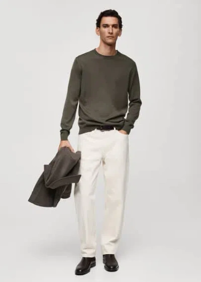 Mango Man Pull-over 100 % Laine Mérinos Vert Foncé - Homme - Xl -  In Vert Foncé