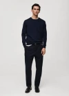 Mango Man Pull-over 100 % Laine Mérinos Bleu Marine Foncé - Homme - Xxl -  In Dark Navy