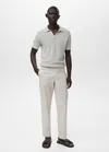 Mango Man 100% Slim-fit Cotton Trousers Ice Grey