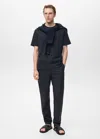 Mango Man 100% Slim-fit Cotton Trousers Navy