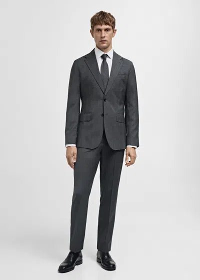 Mango Man Veste Costume Slim-fit 100 % Laine Vierge Prince-de-galles Gris - Homme - 54 -  In Grey