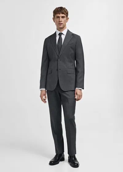 Mango Man Pantalon Costume 100 % Laine Vierge Prince-de-galles Gris - Homme - 48 -  In Grey