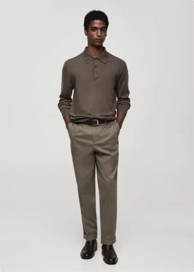 Mango Man Pull-over Polo 100 % Laine Mérinos Vert Foncé - Homme - Xl -  In Dark Green