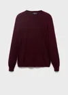 Mango Man 100% Wool Round-neck Sweater Wine In Burgundy