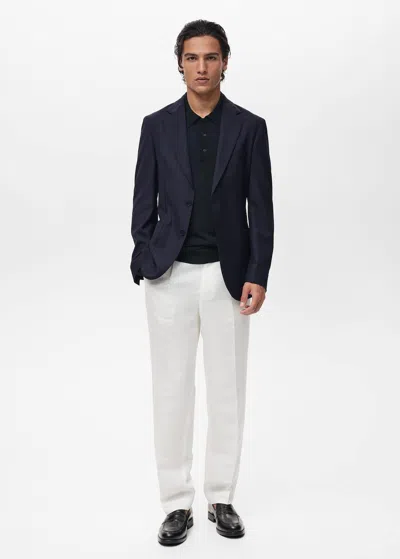Mango Man 100% Cold Wool Slim-fit Suit Blazer In Navy