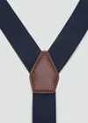 Mango Man Adjustable Elastic Straps With Leather Details Navy