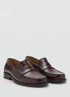 Mango Man Mocassins Découpe Cuir Effet Patiné Bordeaux - Homme - 43 -  In Burgundy