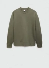 Mango Man Basic Cotton Sweater Medium Green