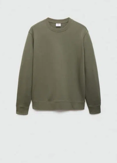 Mango Man Basic Cotton Sweater Medium Green In Medium Green