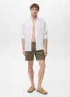 Mango Man Basic Drawstring Swimsuit Khaki