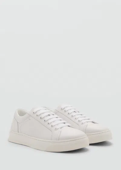 Mango Man Baskets Empiècements Cuir Blanc - Homme - 45 -