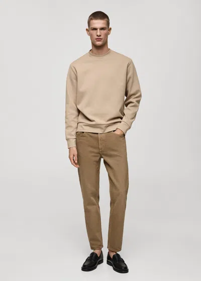 Mango Man Ben Tapered Cropped Jeans Medium Brown