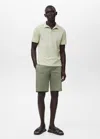 Mango Man Straight Cotton Bermuda Shorts Mint Green