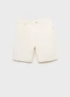 Mango Man Bermuda En Jean Droit Blanc Cassé - Homme - 44 -