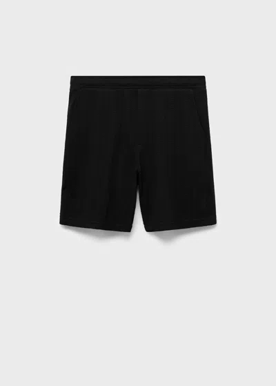 Mango Man Bermuda En Maille Structuré Noir - Homme - Xxl -  In Black