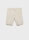 Mango Man Bermuda Lin Cordon Écru - Homme - 42 -
