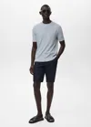 Mango Man Bermuda Slim-fit 100 % Lin Bleu Marine Foncé - Homme - 46 -