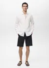Mango Man Slim-fit 100% Linen Bermuda Shorts In Black