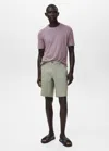 Mango Man Bermuda Slim-fit 100 % Lin Vert Menthe - Homme - 48 -