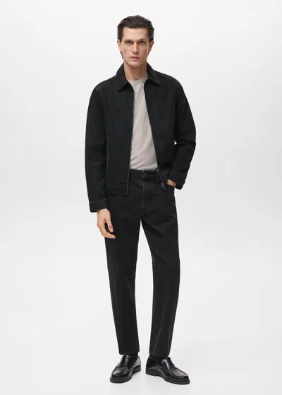 Mango Man Blouson En Jean Poche Black Denim - Homme - L -