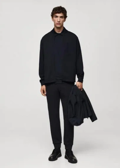 Mango Man Bomber Sweatshirt With Anti-odour Technology Dark Navy