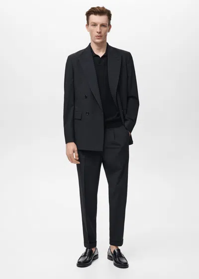 Mango Man Boston Regular-fit Suit Trousers Black