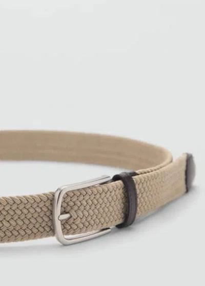 Mango Man Braided Elastic Belt Beige
